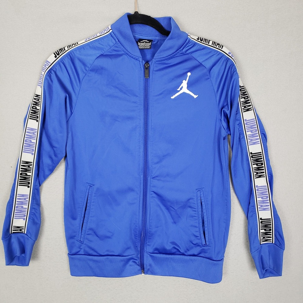 Nike Air Jordan Track Jacket Blue Jumpman Logo Stripe Sporty‎ Basketball Kids L